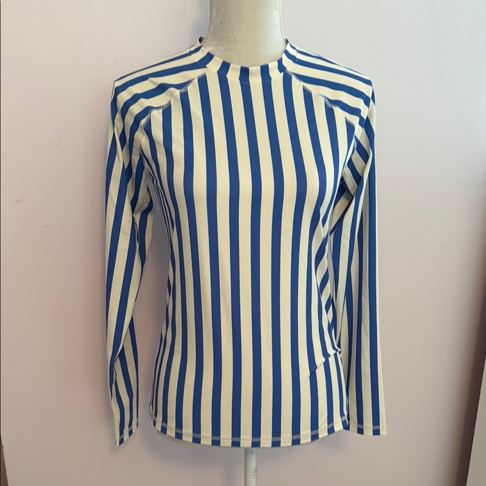 Vineyard Vines Blue and White Striped Performance Rashguard